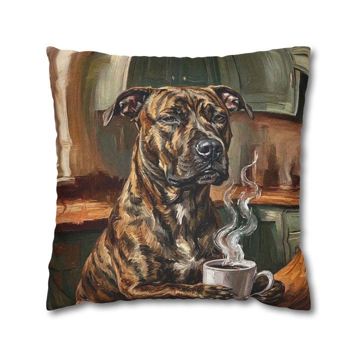 "Before Coffee" - Pit Bull Throw Pillow - Dog Lover Home Decor