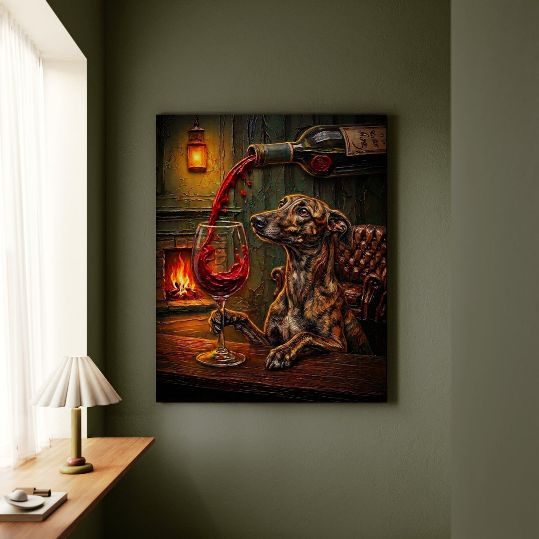 Greyhound Wine & Woof Canvas