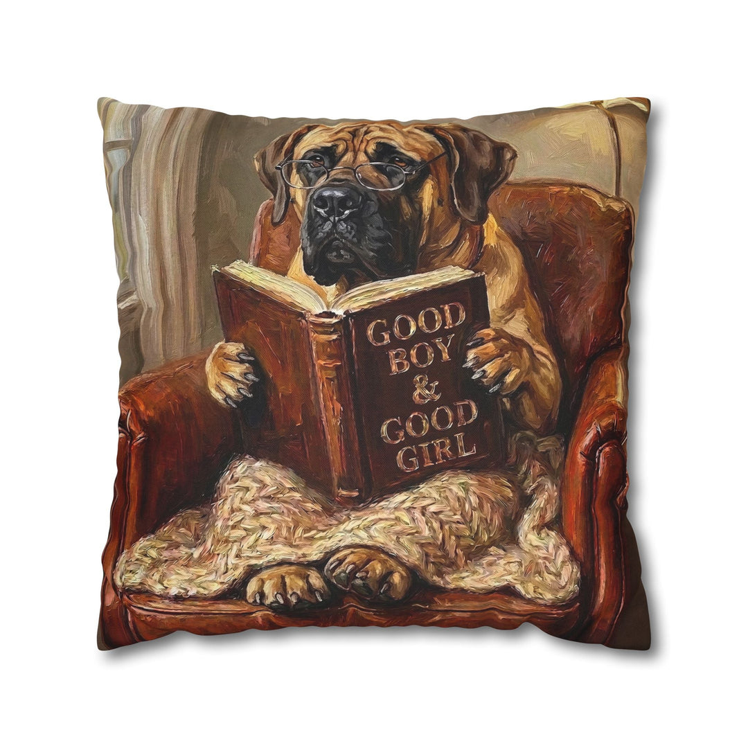 "Evening Read" - Mastiff Throw Pillow - Dog Lover Home Decor