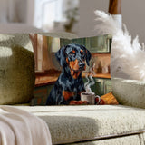 "Before Coffee" - Doberman Pillow Cover - Dog Lover Home Decor