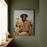 "Morning Business" - Doberman Vertical Canvas - Dog Lover Wall Art