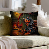 "Wine & Woof" - Doberman Pillow Cover - Dog Lover Home Decor