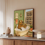"Out of Office Emotionally" - Capybara Vertical Framed Canvas - Dark Burnout Humor Wall Art