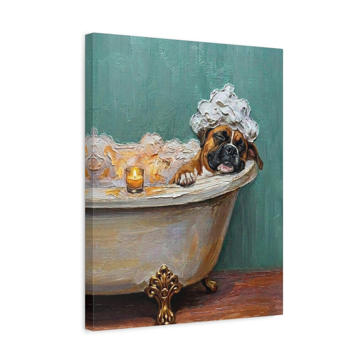 "Spa Day" - Boxer Vertical Canvas - Dog Lover Wall Art