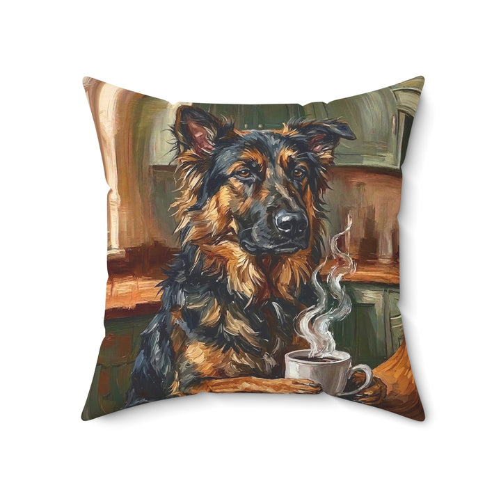 "Before Coffee" - German Shepherd Throw Pillow - Dog Lover Home Decor