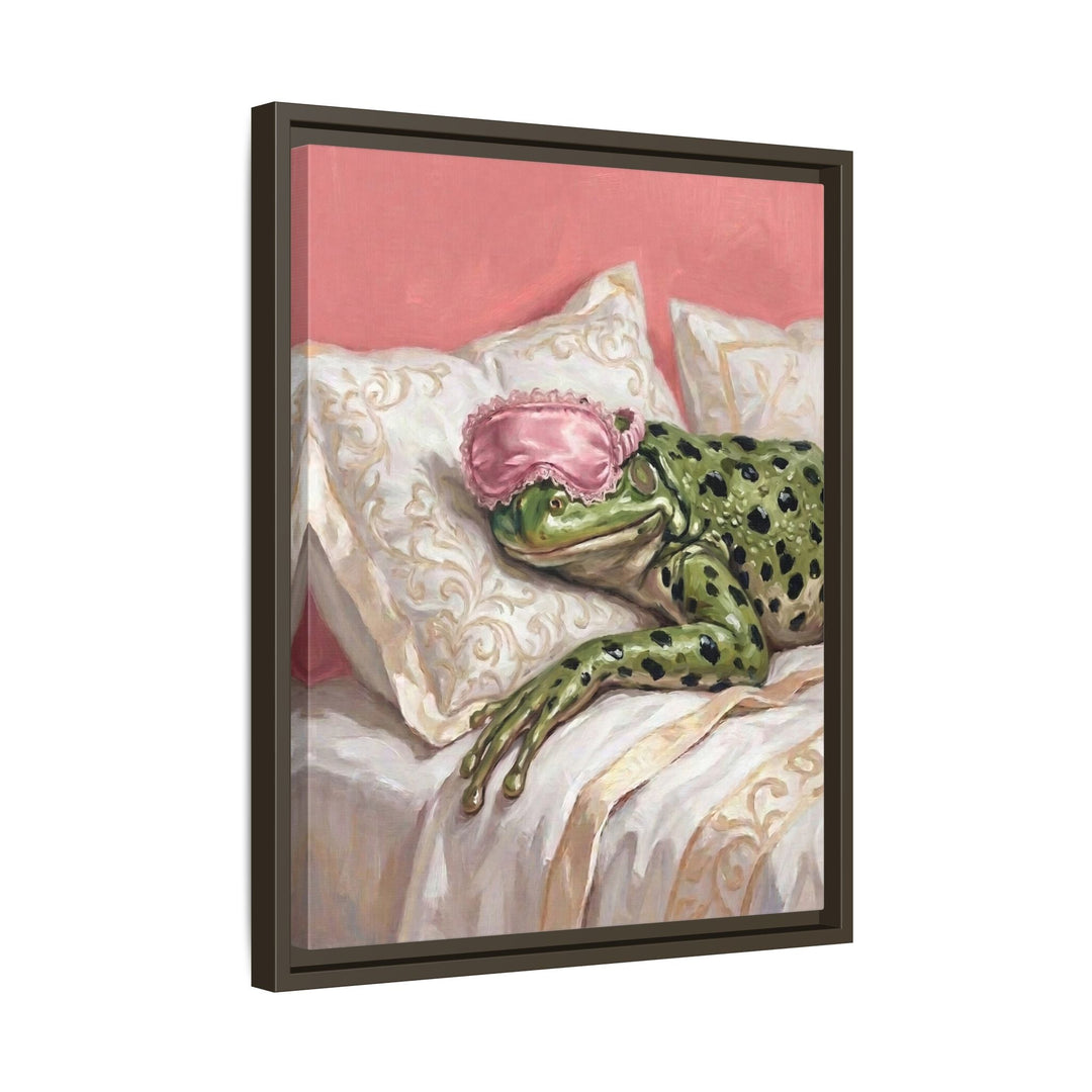 "Beauty Sleep" - Frog Vertical Framed Canvas - Spirit Animal Wall Art
