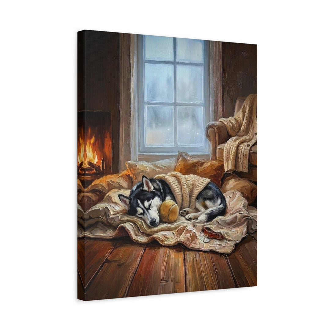 "Calm Memories" - Husky Vertical Canvas - Dog Lover Wall Art