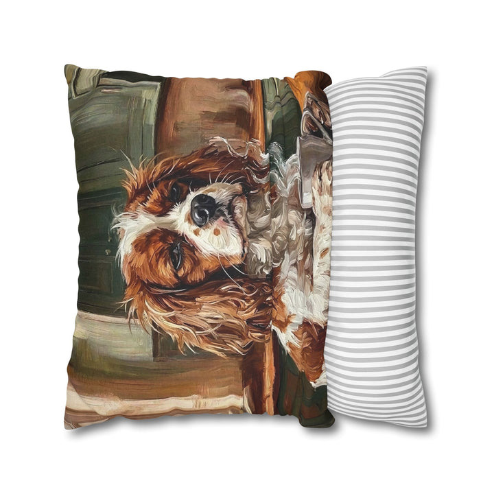 "Before Coffee" - Cavalier King Charles Throw Pillow - Dog Lover Home Decor