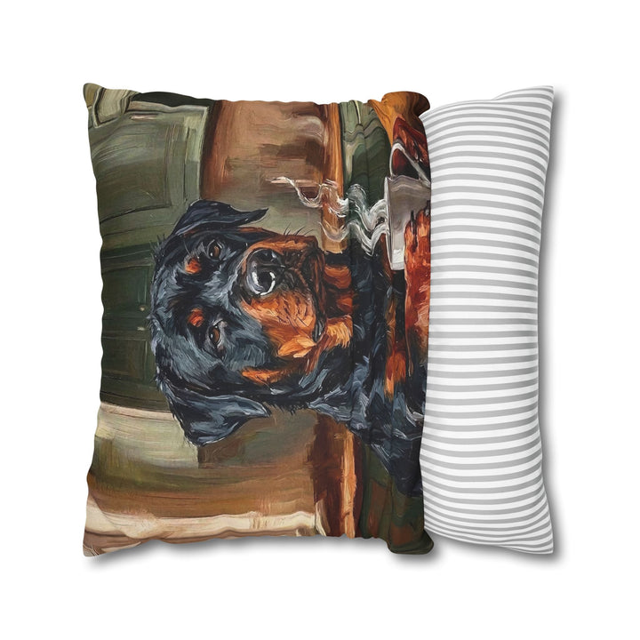 "Before Coffee" - Rottweiler Throw Pillow - Dog Lover Home Decor
