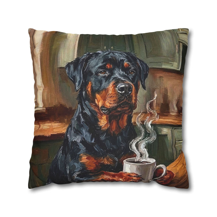 "Before Coffee" - Rottweiler Pillow Cover - Dog Lover Home Decor