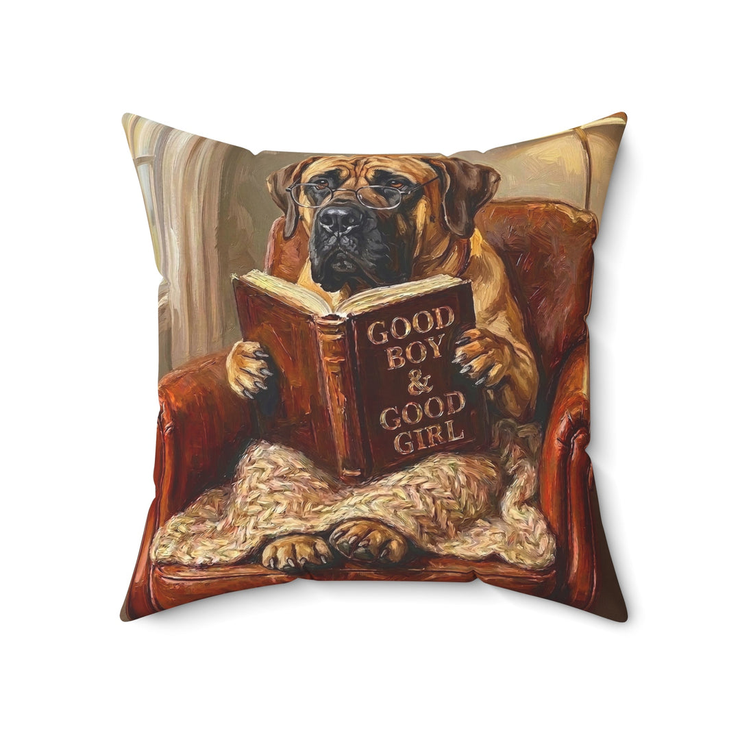 "Evening Read" - Mastiff Throw Pillow - Dog Lover Home Decor