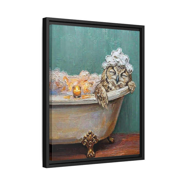 "Bubble Time" - Owl Vertical Framed Canvas - Spirit Animal Wall Art