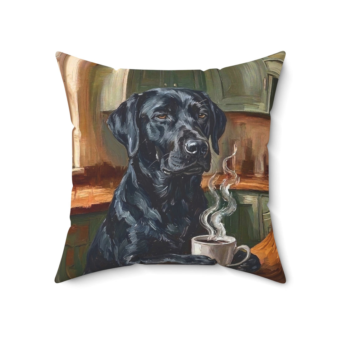 "Before Coffee" - Labrador Throw Pillow - Dog Lover Home Decor