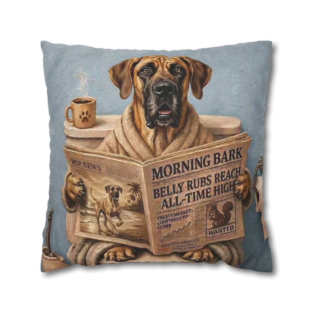 "Morning Business" - Great Dane Throw Pillow - Dog Lover Home Decor