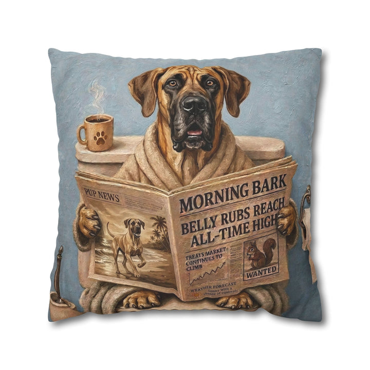 "Morning Business" - Great Dane Throw Pillow - Dog Lover Home Decor