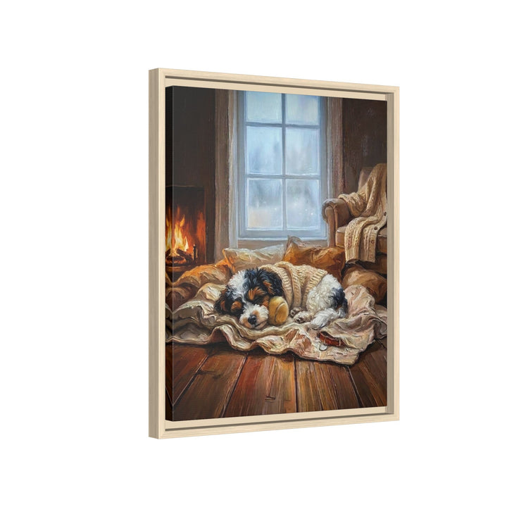 "Calm Memories" - Bichon Frise Vertical Framed Canvas - Dog Lover Wall Art