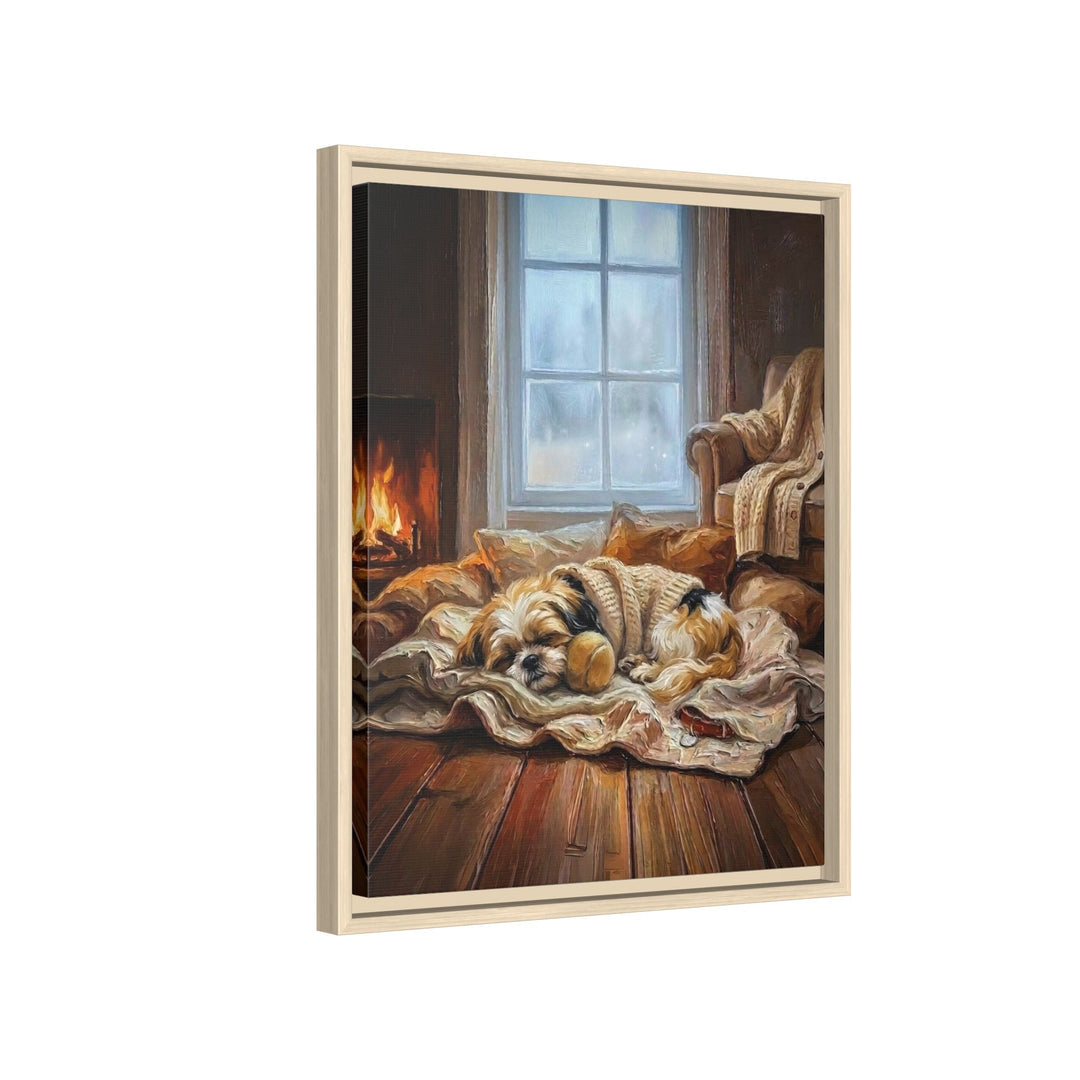 "Calm Memories" - Shih Tzu Vertical Framed Canvas - Dog Lover Wall Art