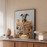 "Morning Business" - Italian Greyhound Vertical Framed Canvas - Dog Lover Wall Art
