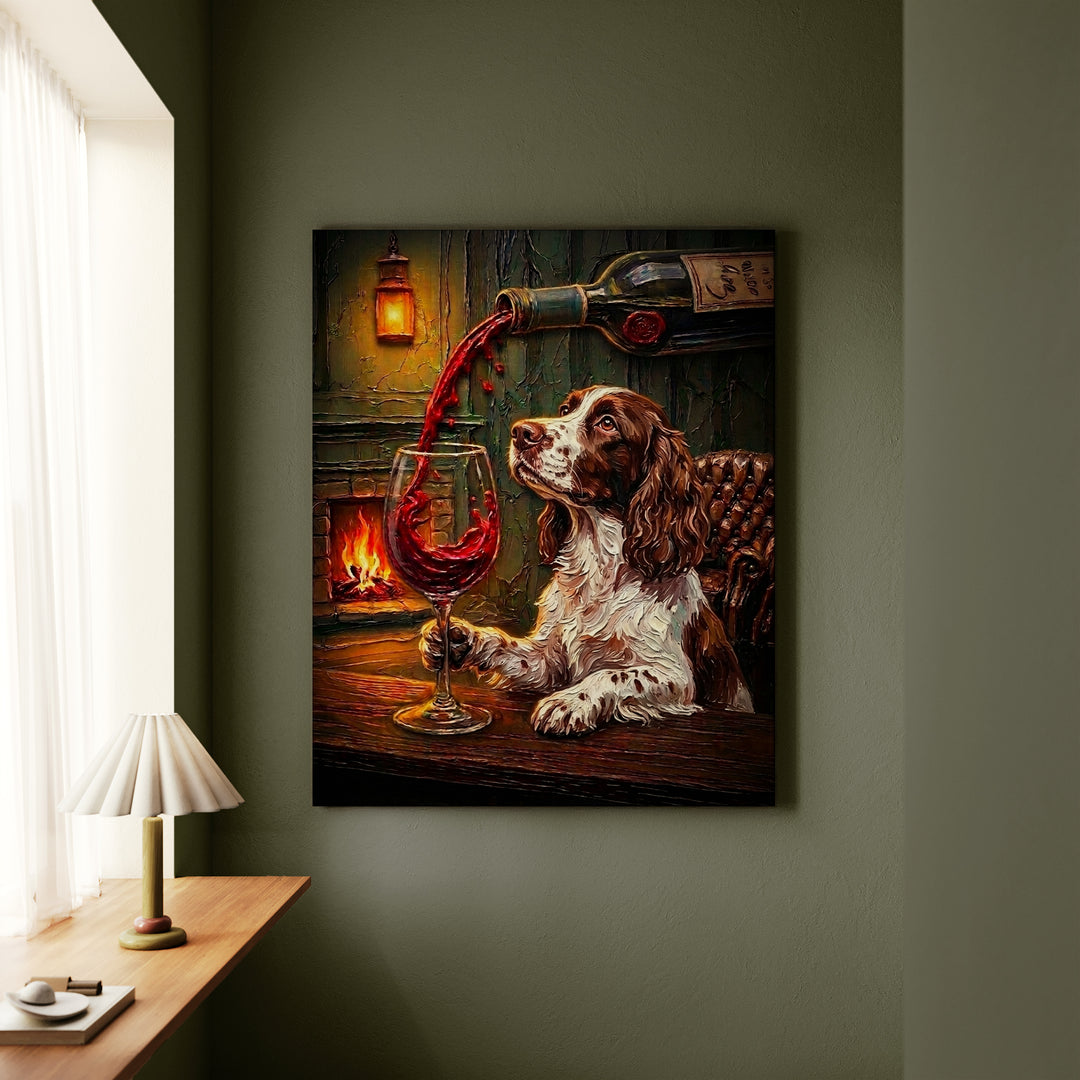 English Springer Spaniel Wine & Woof Canvas