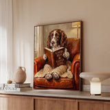 "Evening Read" - English Springer Spaniel Vertical Framed Canvas - Dog Lover Wall Art