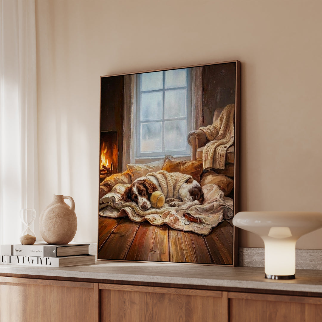 English Springer Spaniel Calm Memories Framed Canvas