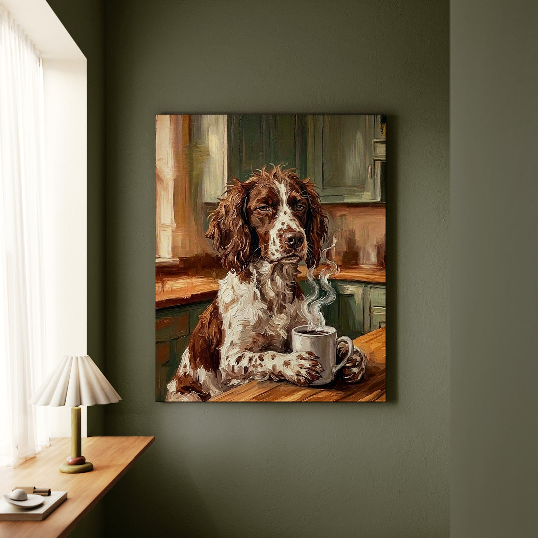 English Springer Spaniel Before Coffee Canvas