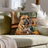 "Before Coffee" - English Bulldog Throw Pillow - Dog Lover Home Decor