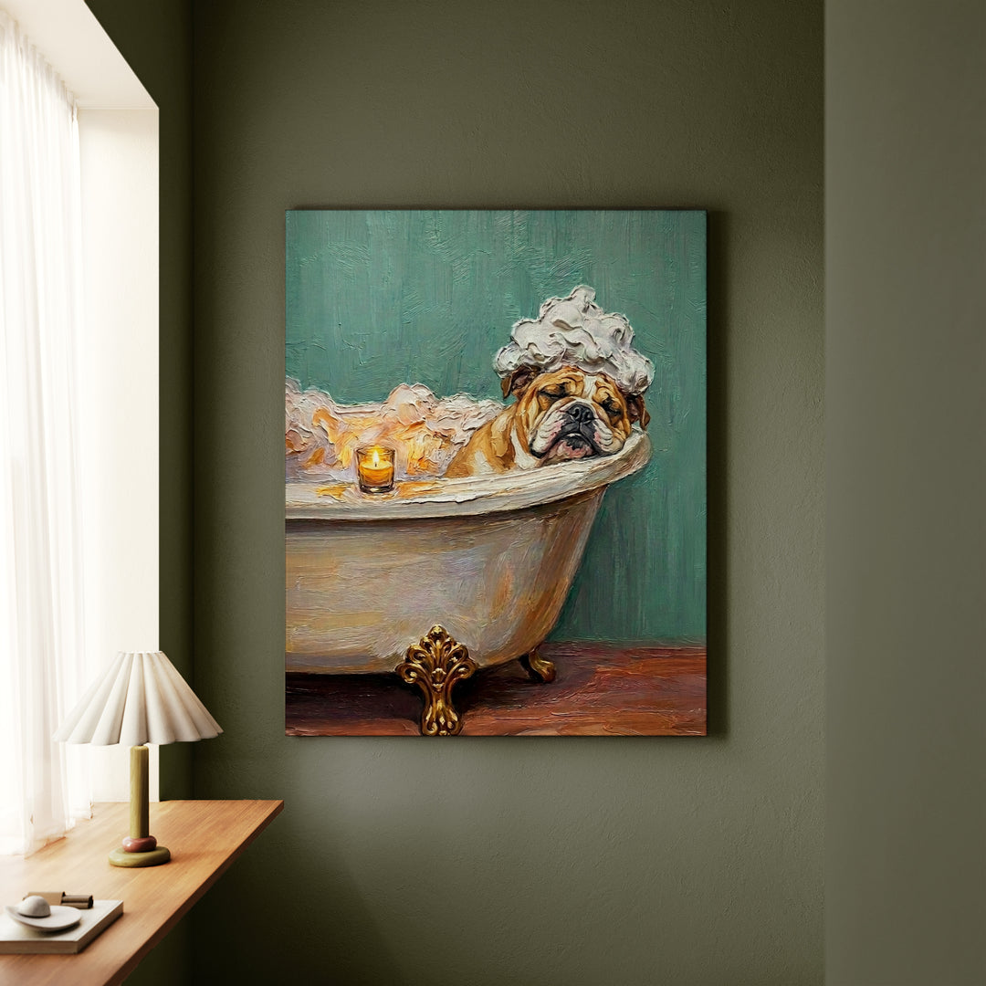 English Bulldog Spa Day Canvas
