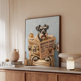 "Morning Business" - Schnauzer Vertical Framed Canvas - Dog Lover Wall Art