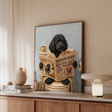 "Morning Business" - Poodle Vertical Framed Canvas - Dog Lover Wall Art