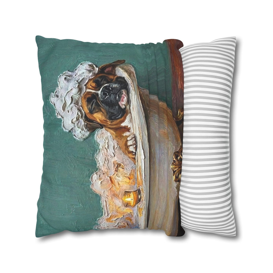 "Spa Day" - Boxer Pillow Cover - Dog Lover Home Decor