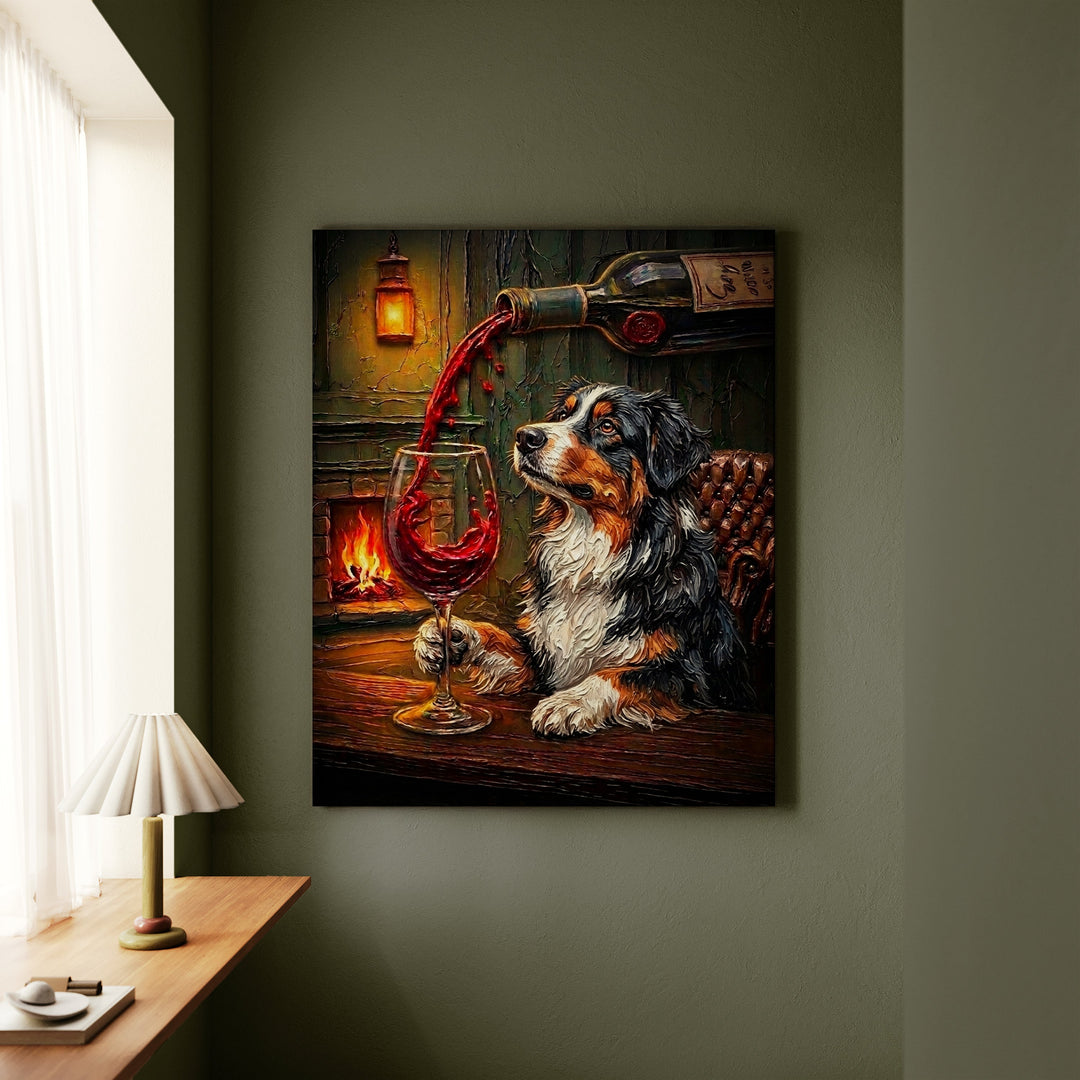 Australian Shepherd Wine & Woof Canvas