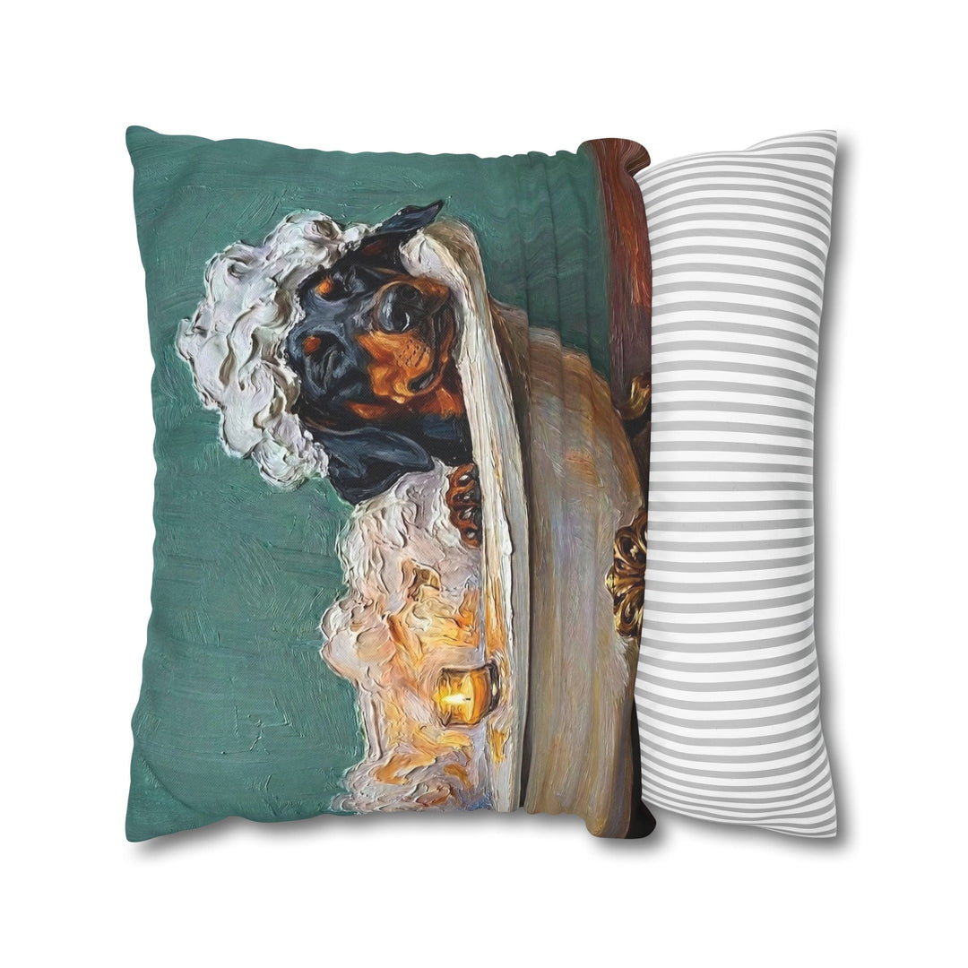 "Spa Day" - Doberman Throw Pillow - Dog Lover Home Decor