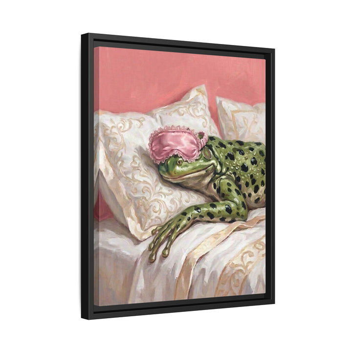 "Beauty Sleep" - Frog Vertical Framed Canvas - Spirit Animal Wall Art
