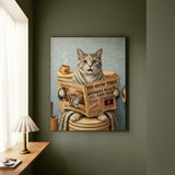 "Morning Business" - Dilute Calico Vertical Canvas - Cat Lover Wall Art
