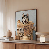 "Morning Business" - Husky Vertical Framed Canvas - Dog Lover Wall Art