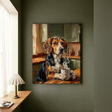 "Before Coffee" - Beagle Vertical Canvas - Dog Lover Wall Art