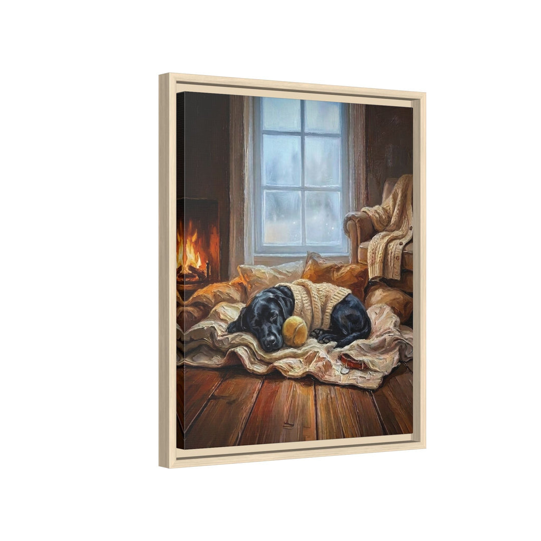 "Calm Memories" - Labrador Vertical Framed Canvas - Dog Lover Wall Art