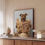 "Morning Business" - Pit Bull Vertical Framed Canvas - Dog Lover Wall Art
