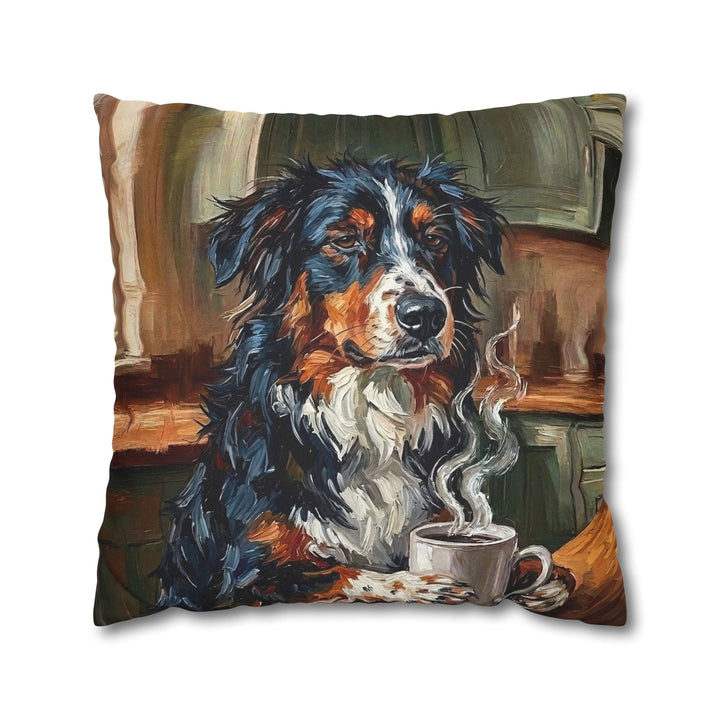 "Before Coffee" - Australian Shepherd Throw Pillow - Dog Lover Home Decor
