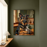"Before Coffee" - German Shepherd Vertical Canvas - Dog Lover Wall Art