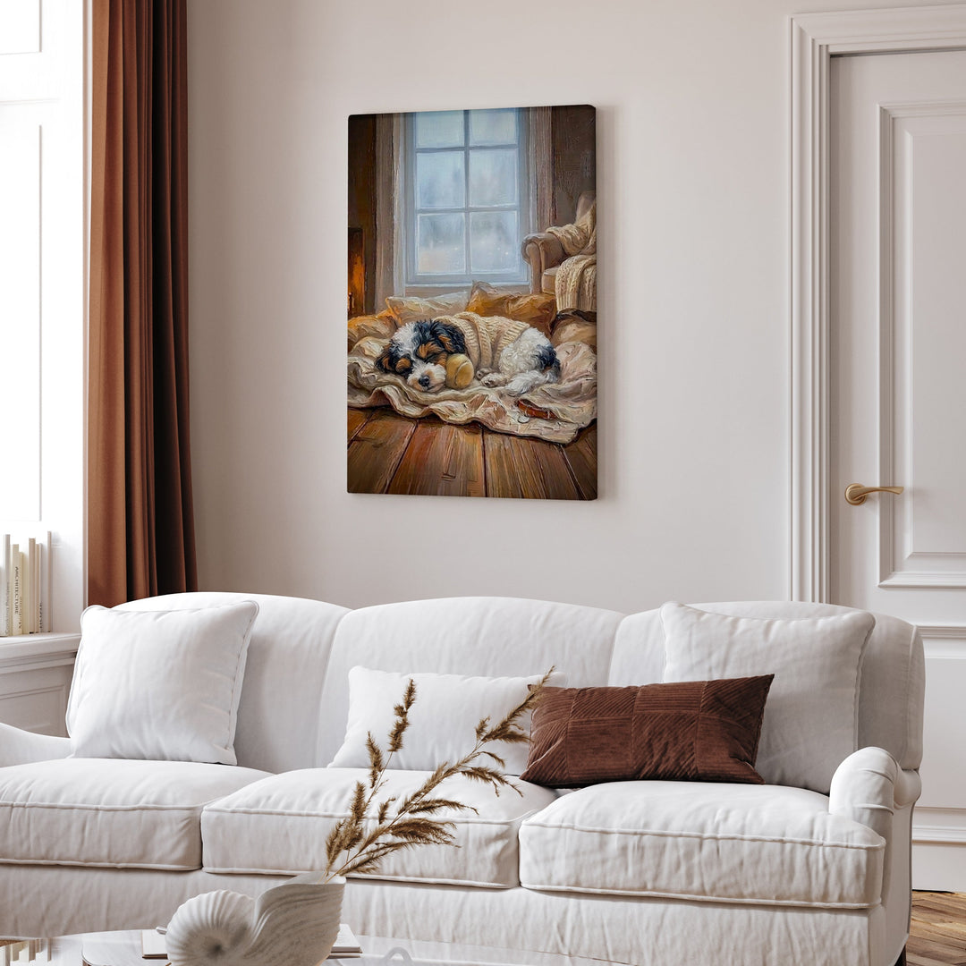 "Calm Memories" - Bichon Frise Vertical Canvas - Dog Lover Wall Art