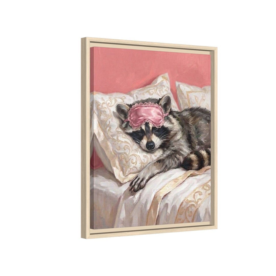 "Beauty Sleep" - Raccoon Vertical Framed Canvas - Spirit Animal Wall Art
