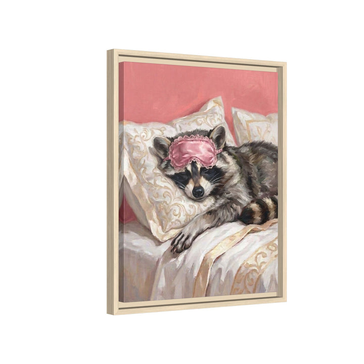 "Beauty Sleep" - Raccoon Vertical Framed Canvas - Spirit Animal Wall Art