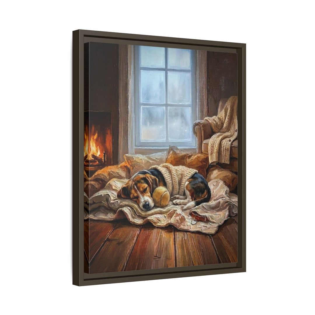 "Calm Memories" - Beagle Vertical Framed Canvas - Dog Lover Wall Art