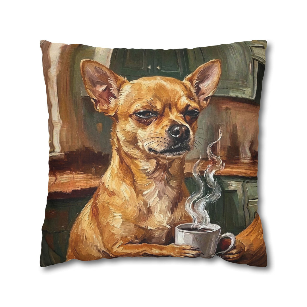 "Before Coffee" - Chihuahua Throw Pillow - Dog Lover Home Decor