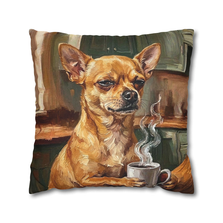 "Before Coffee" - Chihuahua Throw Pillow - Dog Lover Home Decor