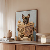 "Morning Business" - French Bulldog Vertical Framed Canvas - Dog Lover Wall Art
