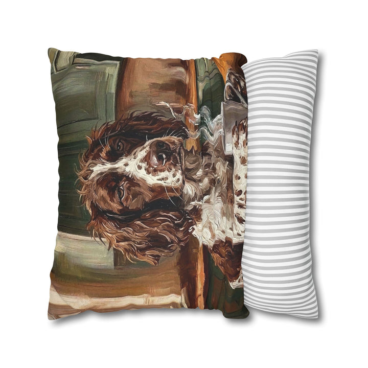 "Before Coffee" - English Springer Spaniel Throw Pillow - Dog Lover Home Decor