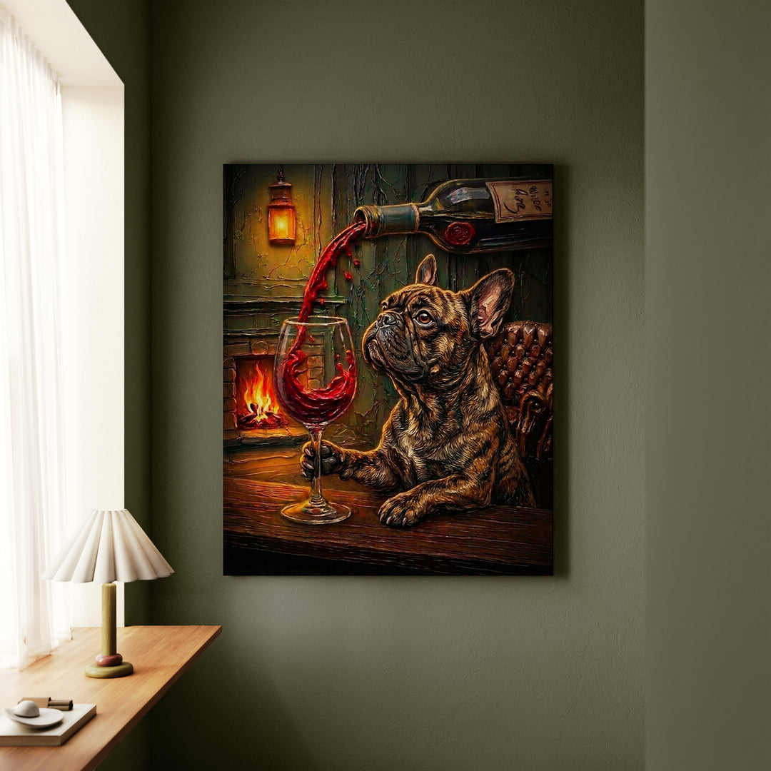 French Bulldog Wine & Woof Canvas